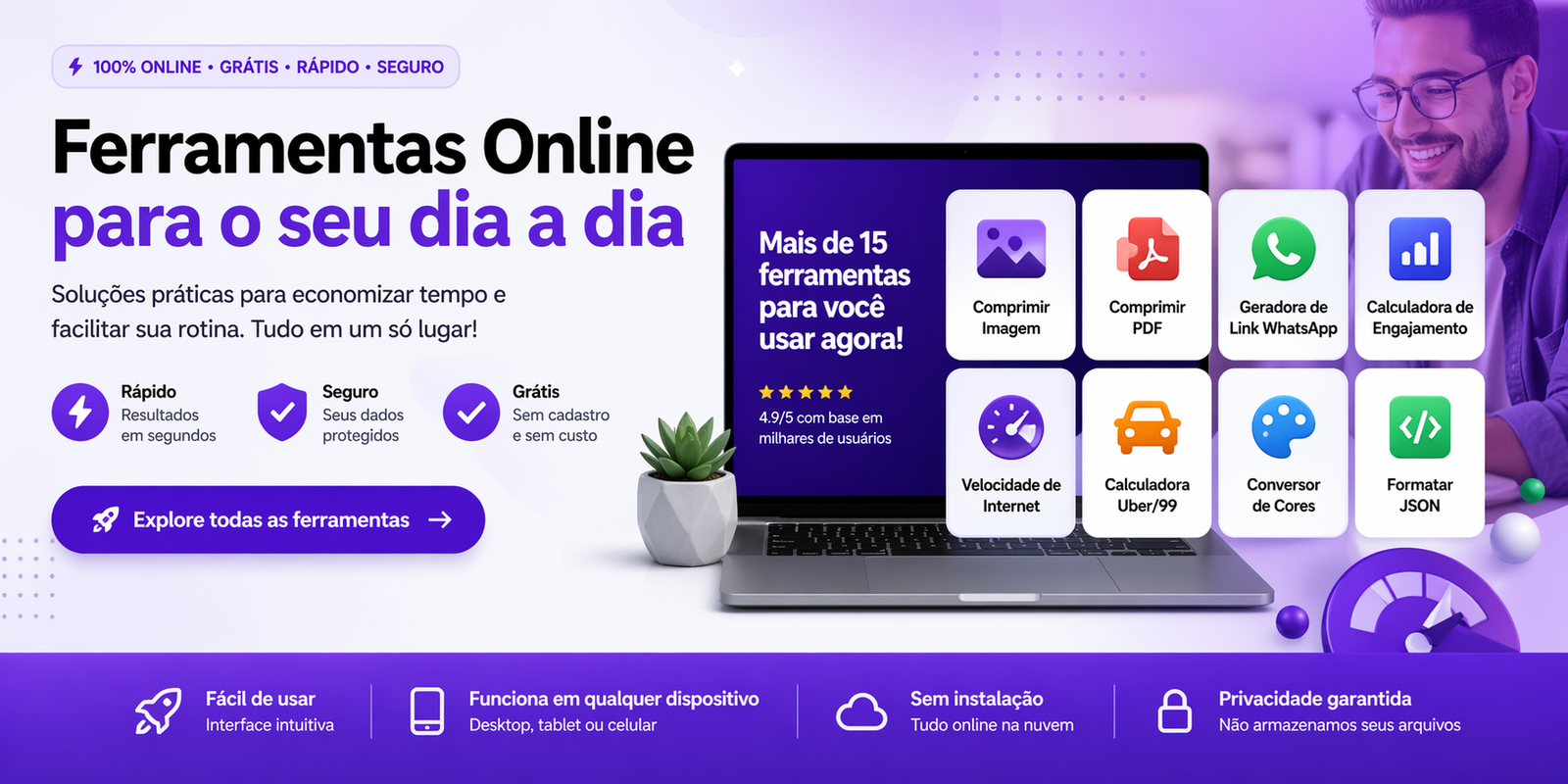 Ferramentas online grátis rápidas e seguras